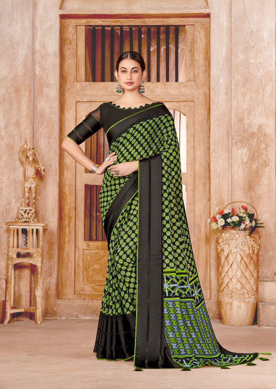 Stavan Jeevika Black 6 Exclusive Designer Wear Georgette Sarees Catalog
